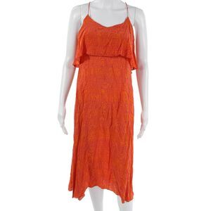 Thakoon Addition Women Orange Geometric Slip Dress V-Neck Sleeveless Size 2